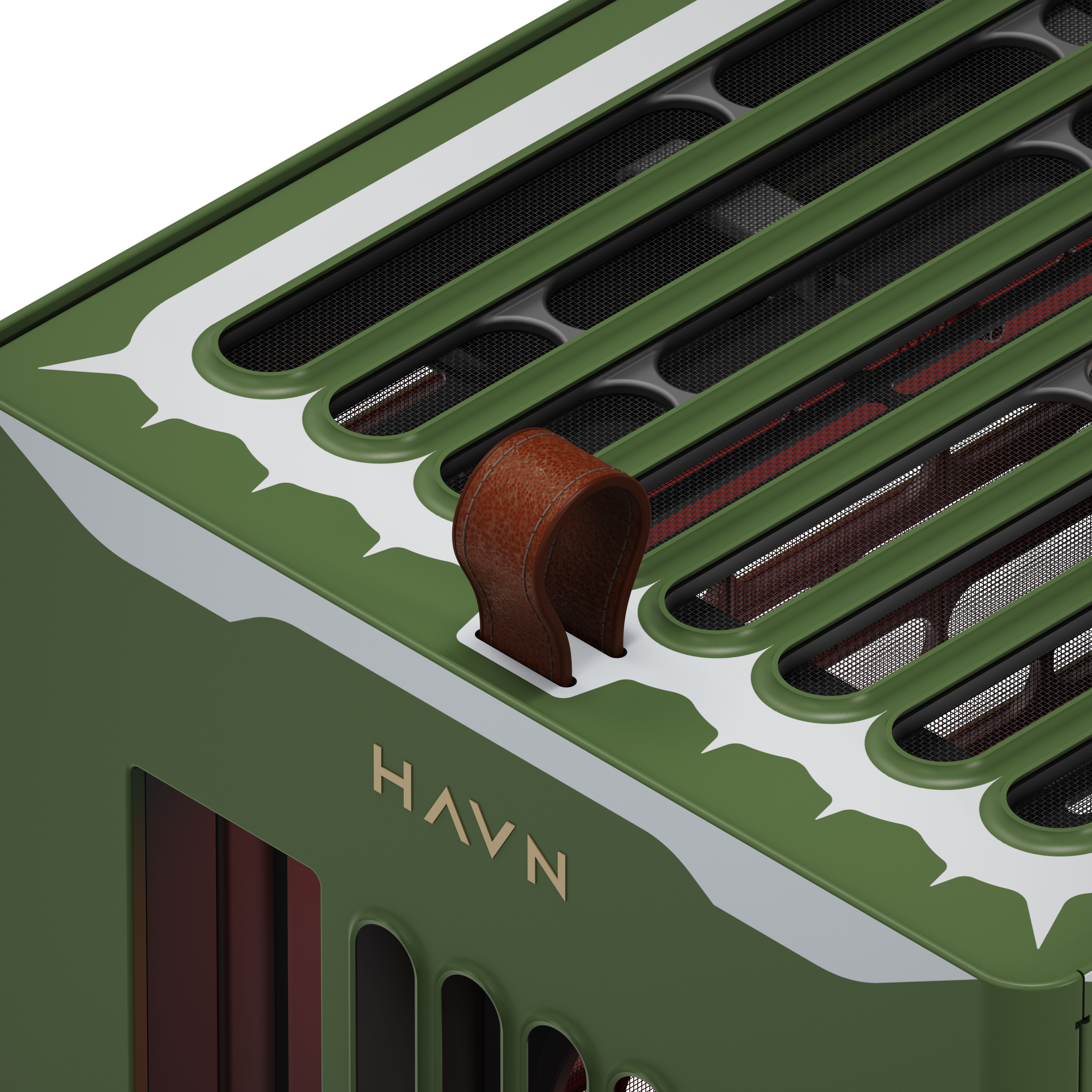 HAVN HS420 DOOM The Dark Ages Edition PC case front close-up