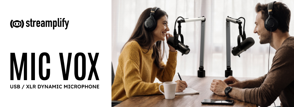 Streamplify MIC VOX banner with text and microphone