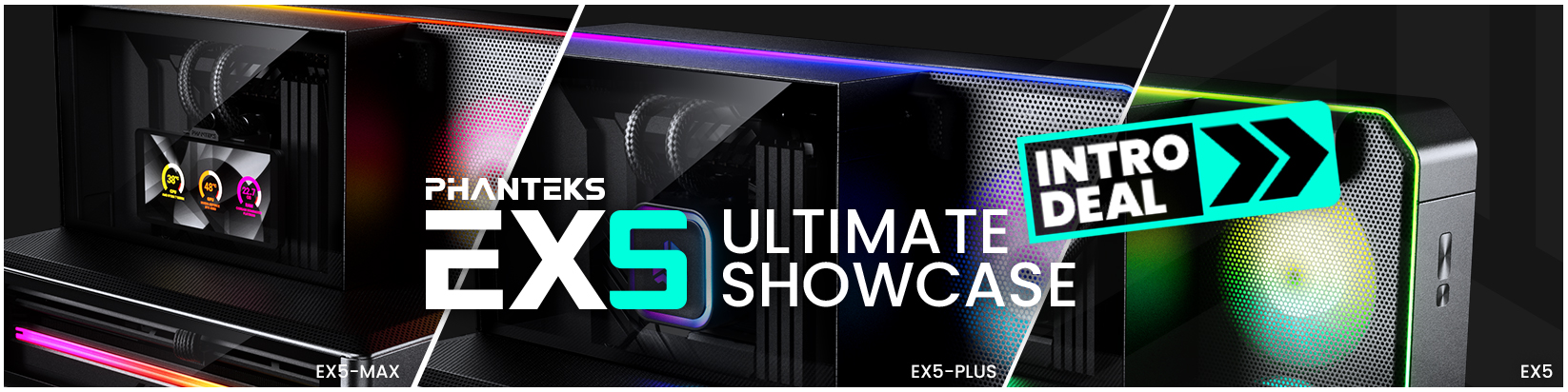 Phanteks EX5 Banner mit verschiedenen Gehäusen