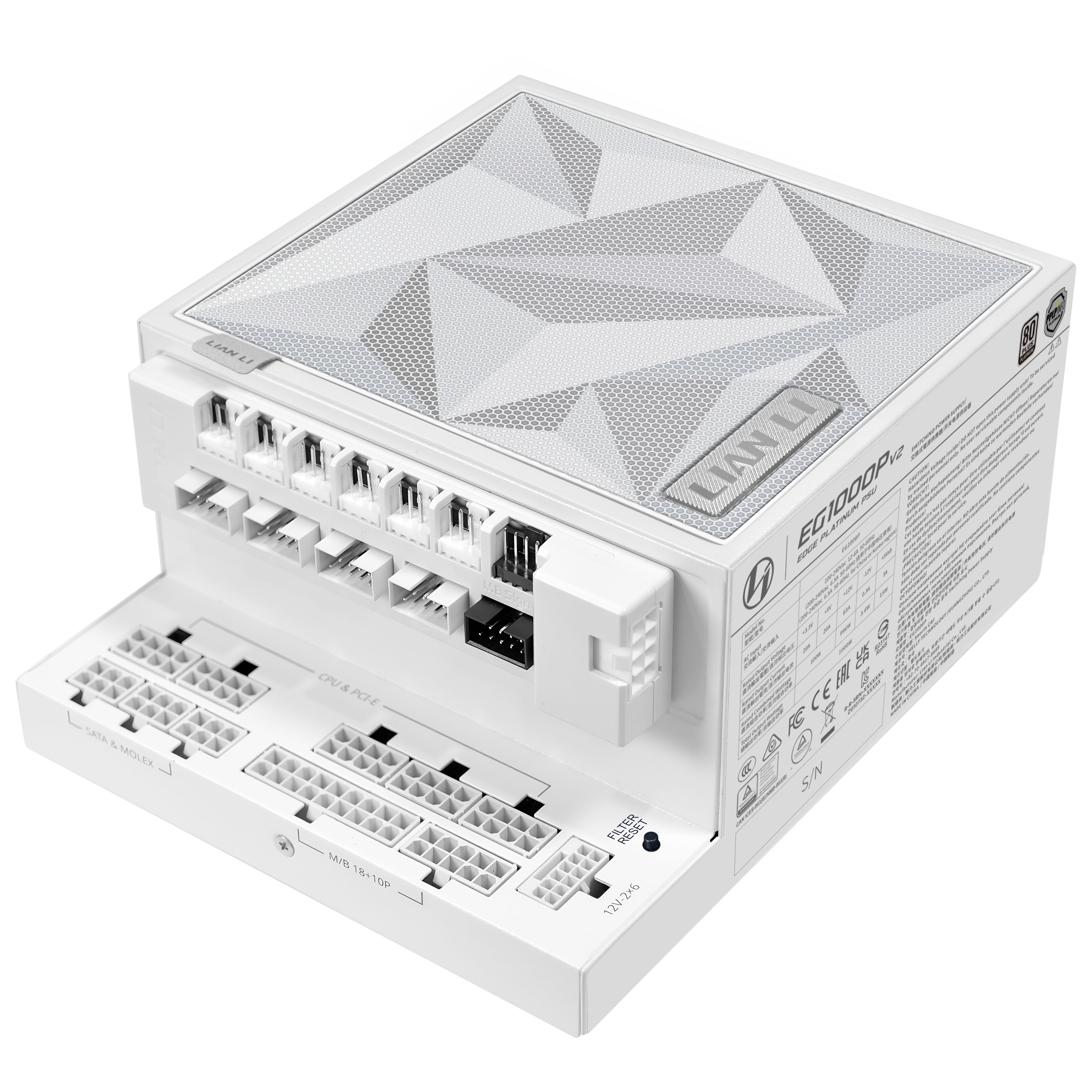 Lian Li EDGE Platinum V2 1000W power supply in white
