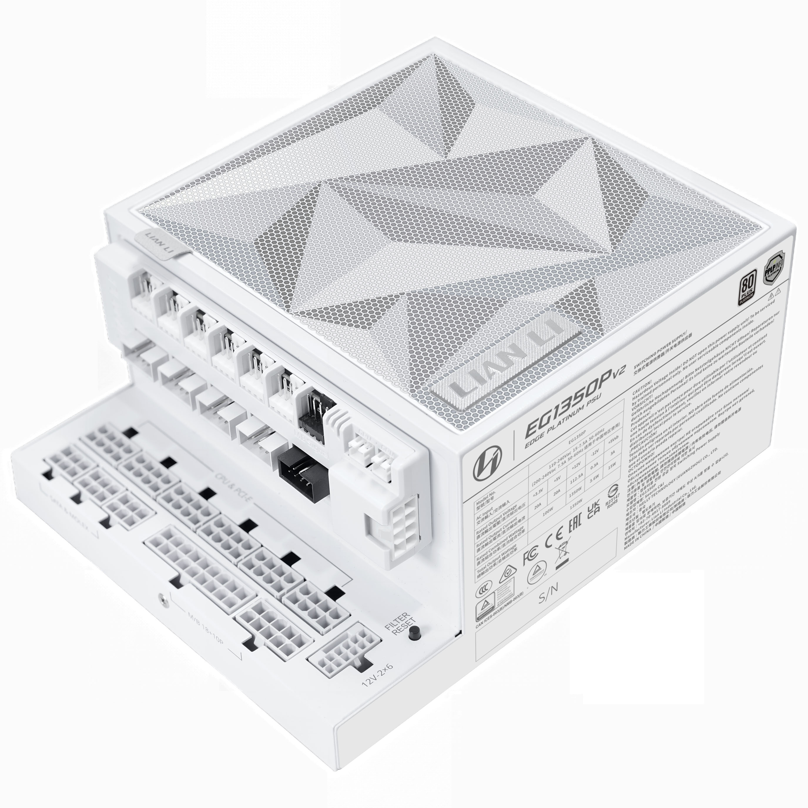 Lian Li EDGE Platinum V2 1,350W power supply in white